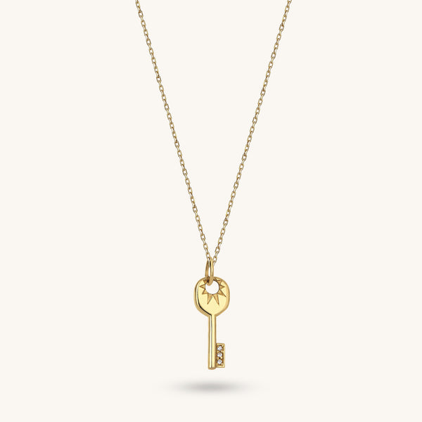 Women's 14k Solid Gold Key Pendant