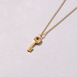 14k Real Yellow Gold Key Pendant Necklace for Women