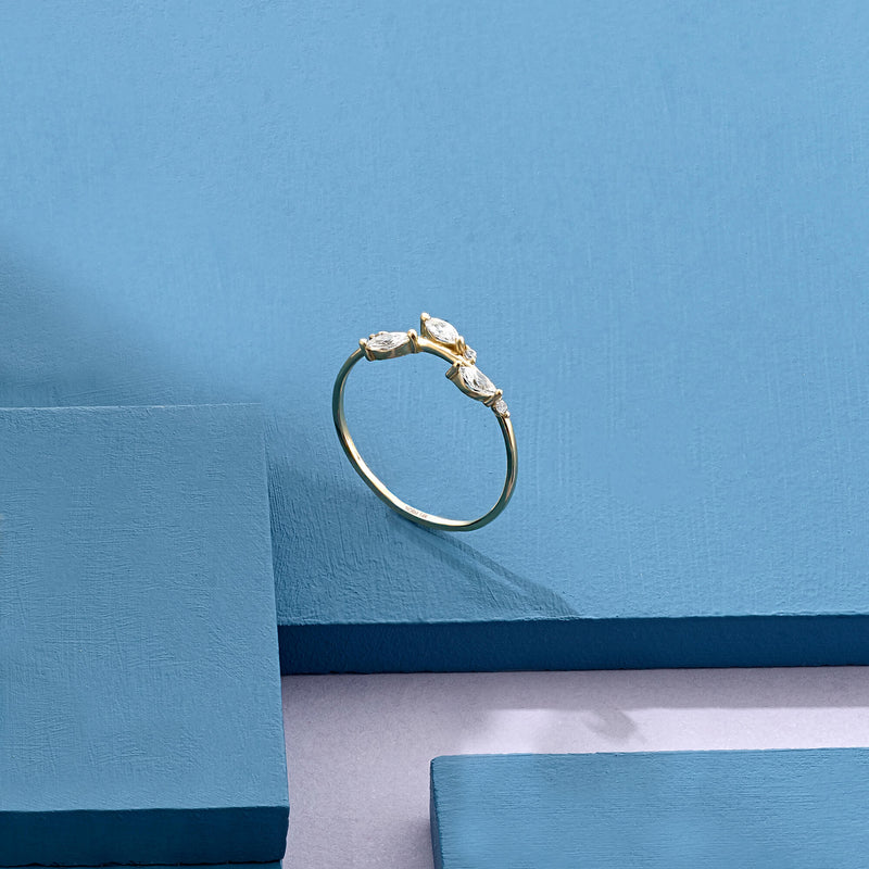 Leaf Stacking Ring in 14k Real Yellow Gold