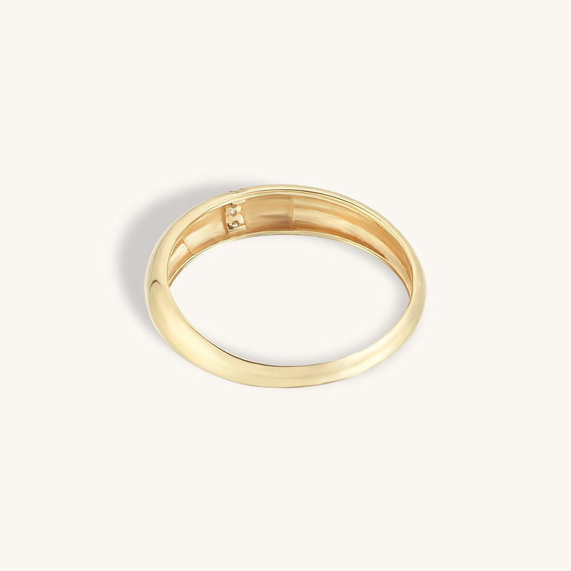 Line Pave Dome Ring in 14k Real Gold