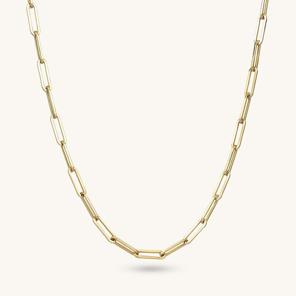 Women's Link Chain Necklace in 14k Solid Yellow Gold