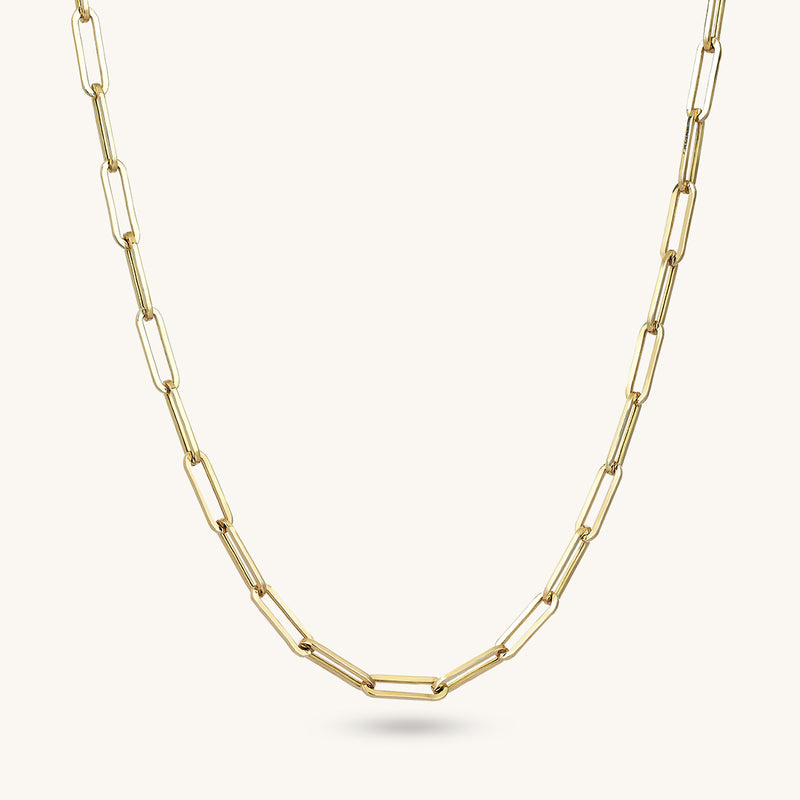 Women's Link Chain Necklace in 14k Solid Yellow Gold