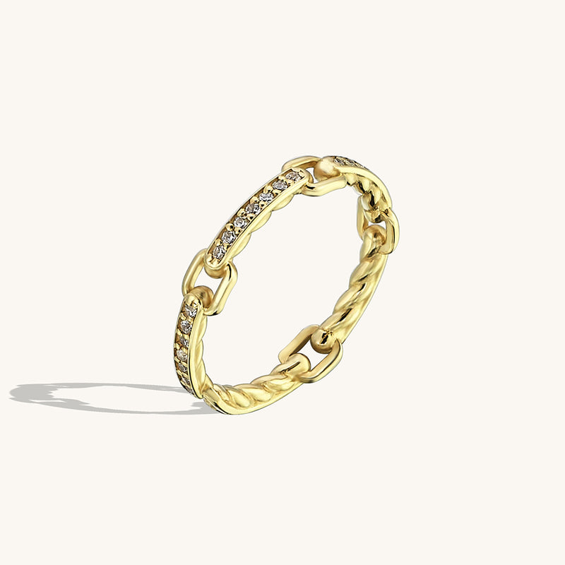 Link Band Stackable Ring in 14k Solid Gold