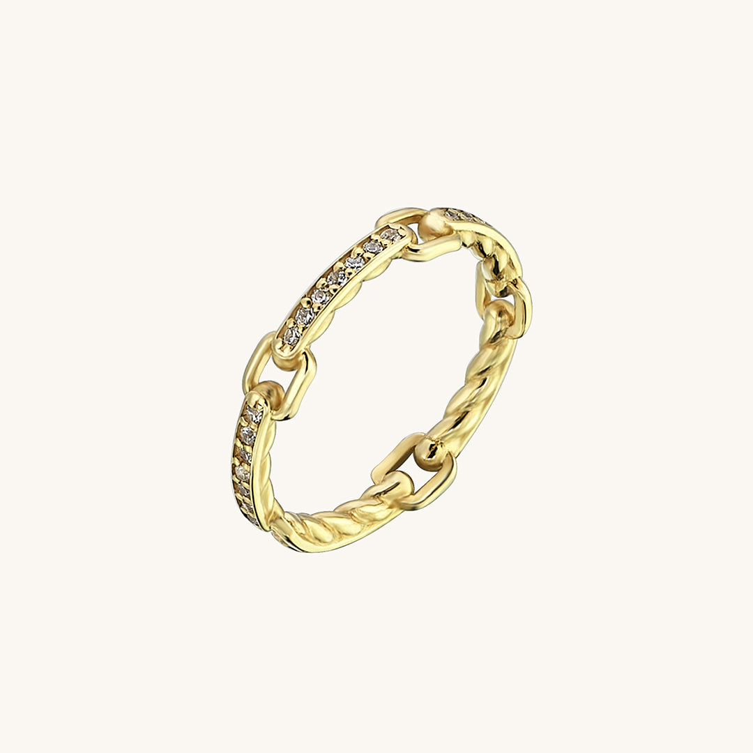 Stackable Link Band Ring in 14k Real Yellow Gold