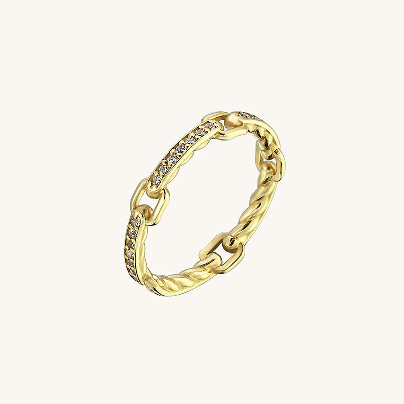 Stackable Link Band Ring in 14k Real Yellow Gold