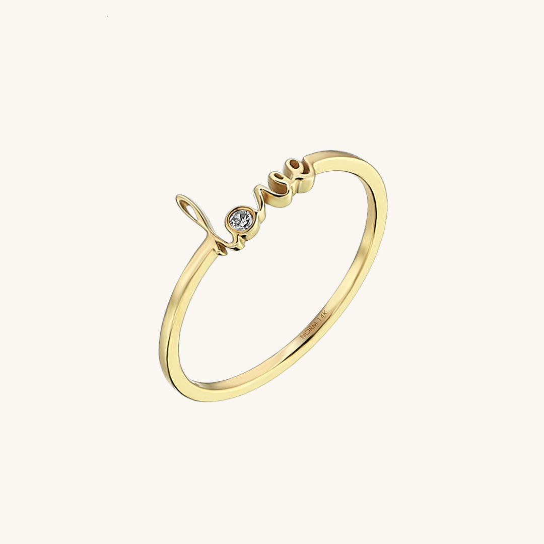 Women's Love Script Ring in 14k Gold