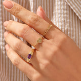 Majestic Amethyst Solitaire Ring in 14k Solid Yellow Gold