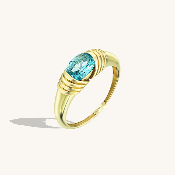 Majestic Aquamarine Statement Ring in 14k Real Gold
