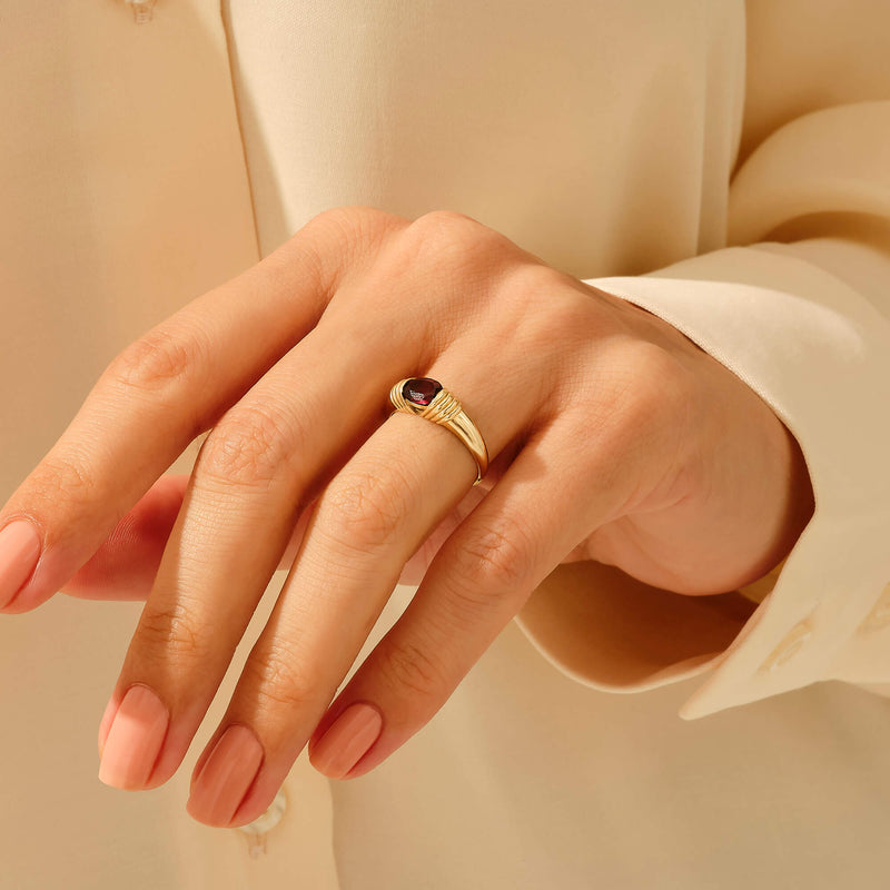 Women's Majestic Garnet Statement Ring in 14k Solid Gold