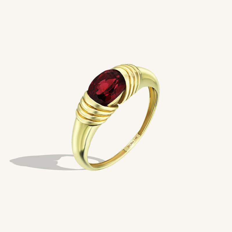 Majestic Garnet Statement Ring in 14k Real Gold