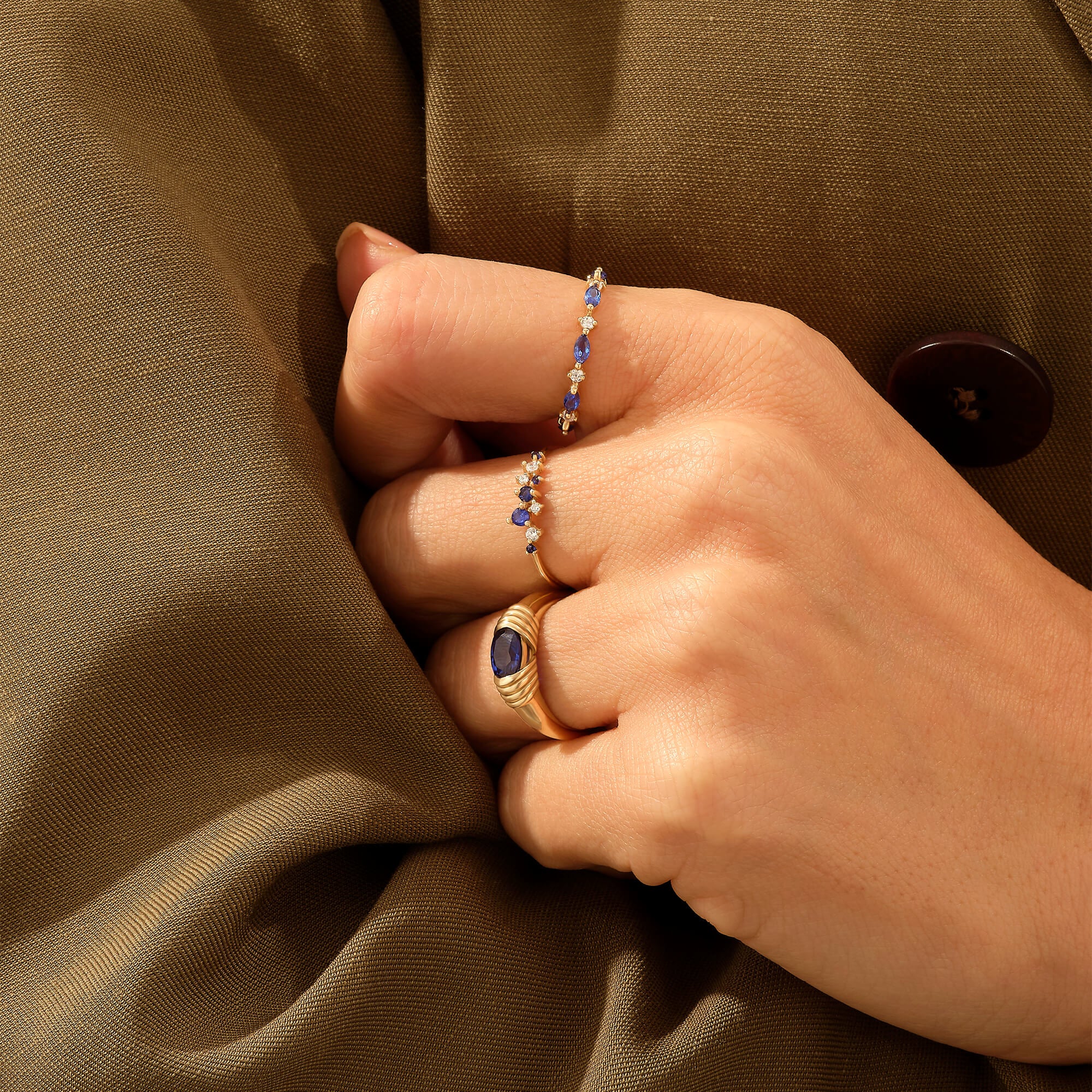 Women's Majestic Sapphire Statement Ring in 14k Solid Gold