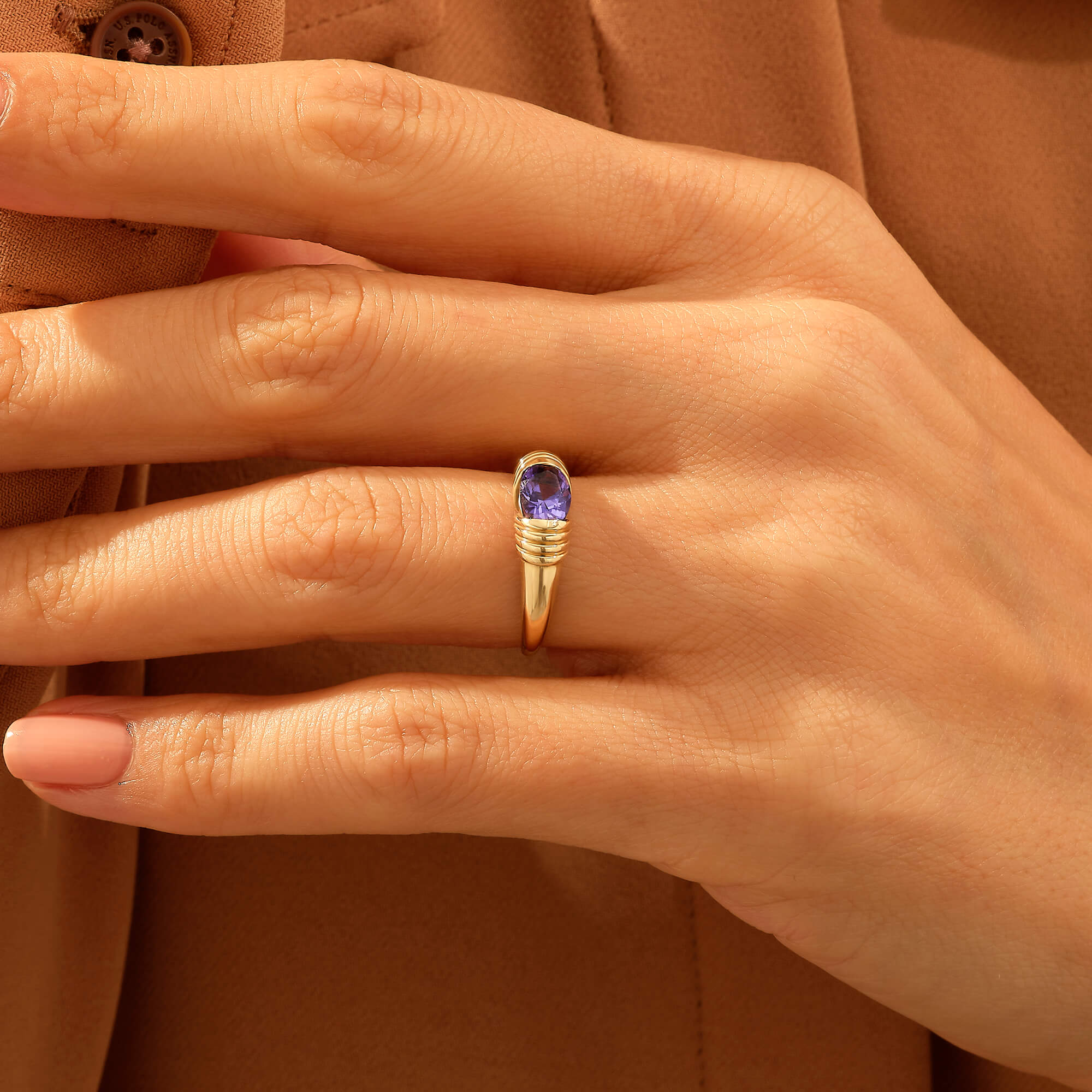 Majestic Tanzanite Ring in 14k Solid Yellow Ring