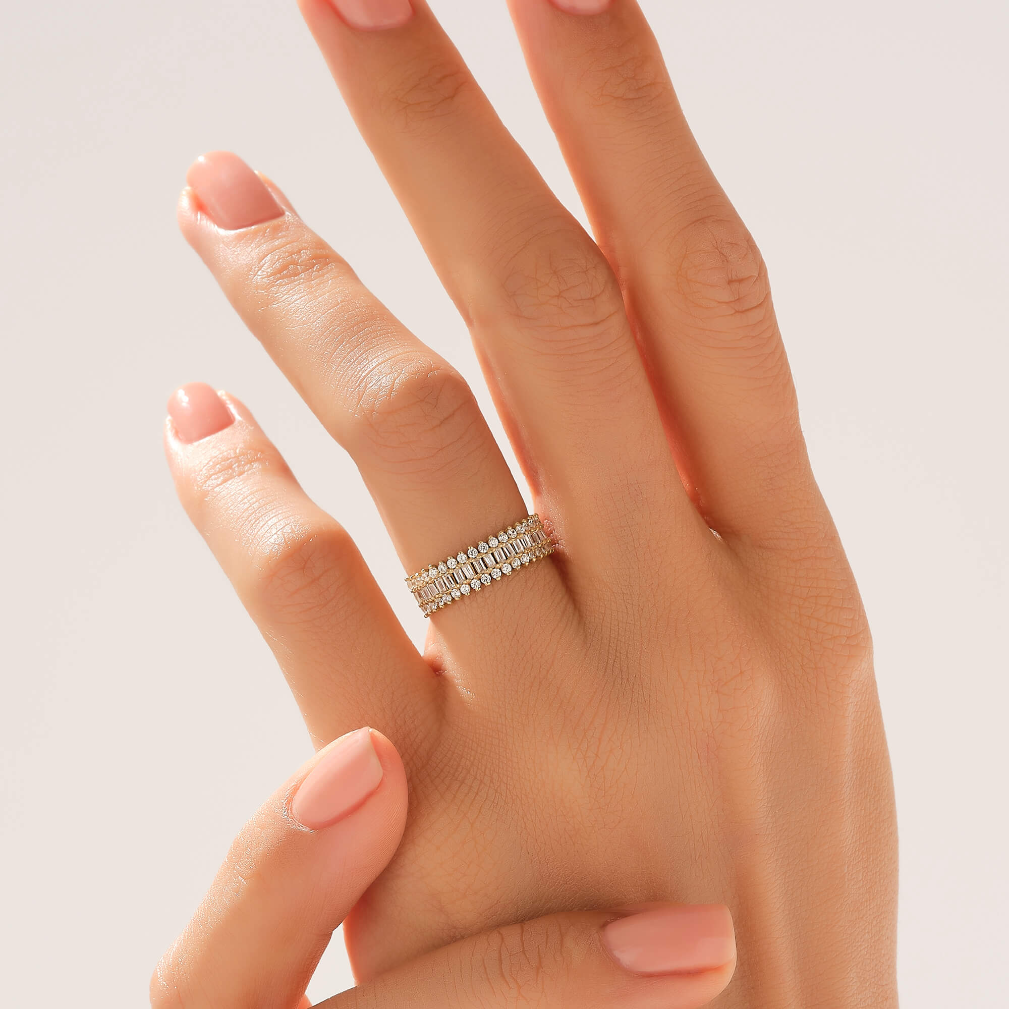 Women's Majestic Wedding Ring with White CZ Stones in 14k Real Gold