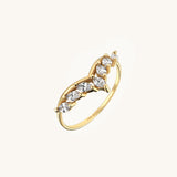 Marquise Curve Ring Paved with CZ Stones in 14k Real Gold