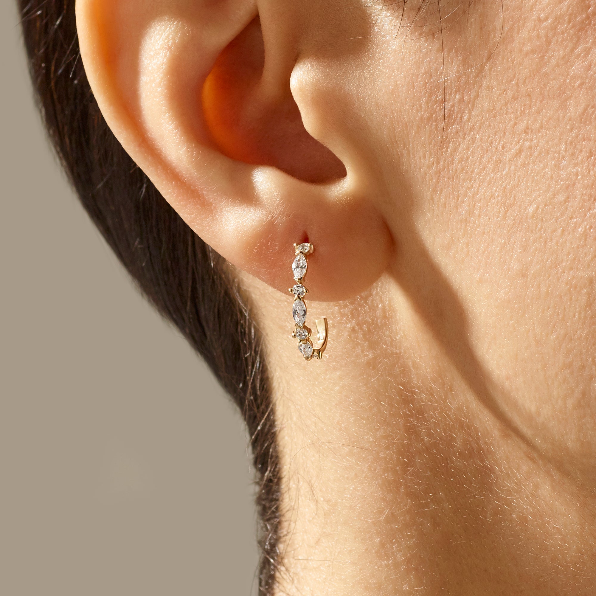 14k Real Gold Marquise Earrings