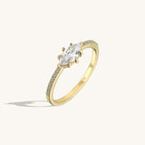 Marquise East West Solitaire Ring in 14k Real Yellow Gold