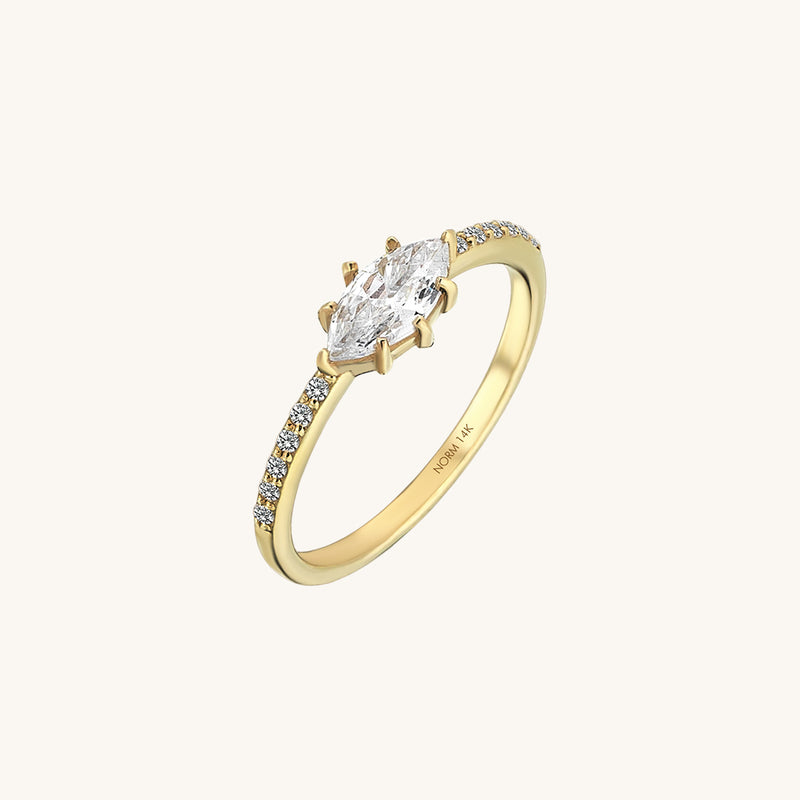 Marquise East West Stacking Ring in 14k Solid Yellow Gold