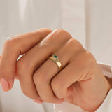 Marquise Emerald Statement Band Ring in 14k Real Yellow Gold