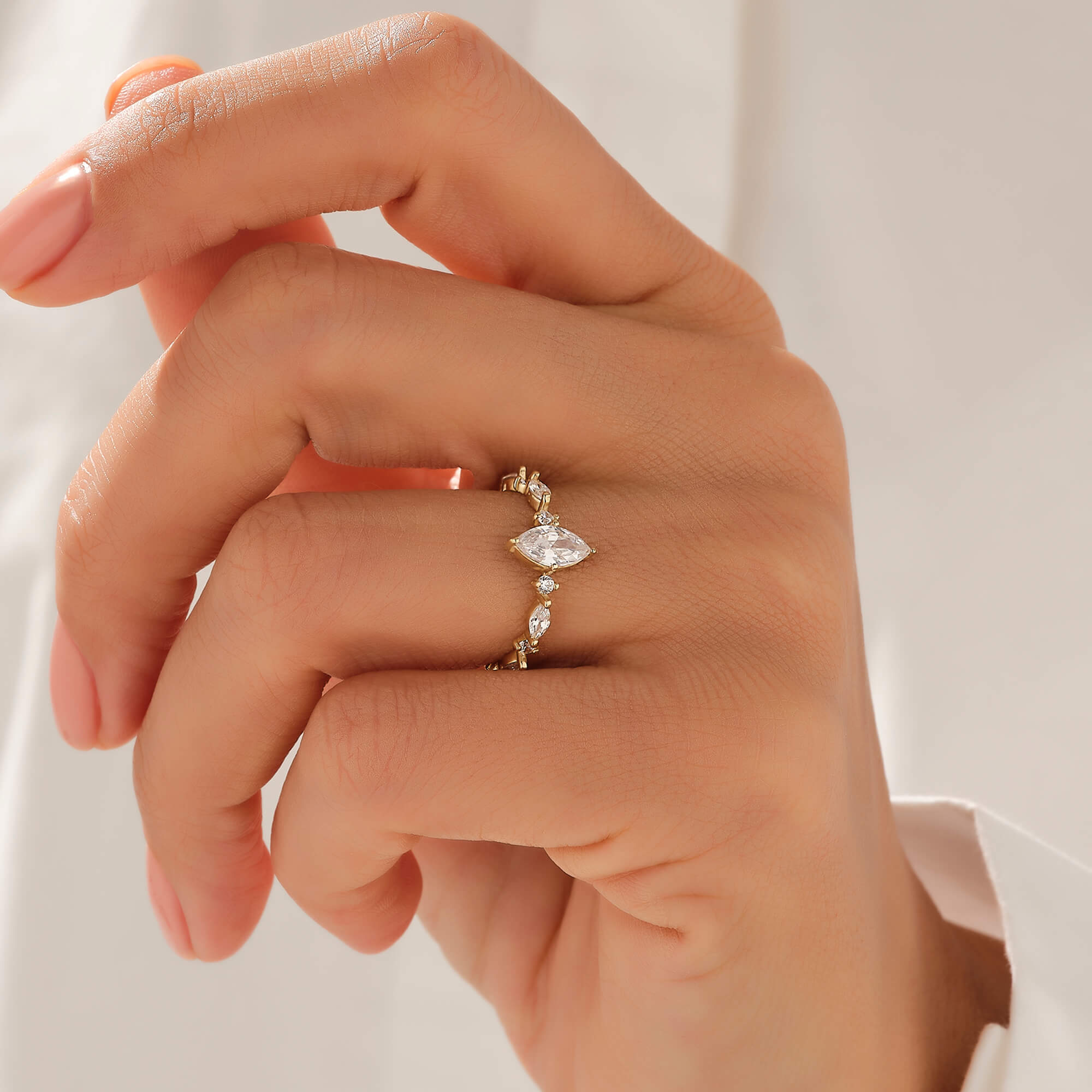 14k Gold Marquise Engagement Ring