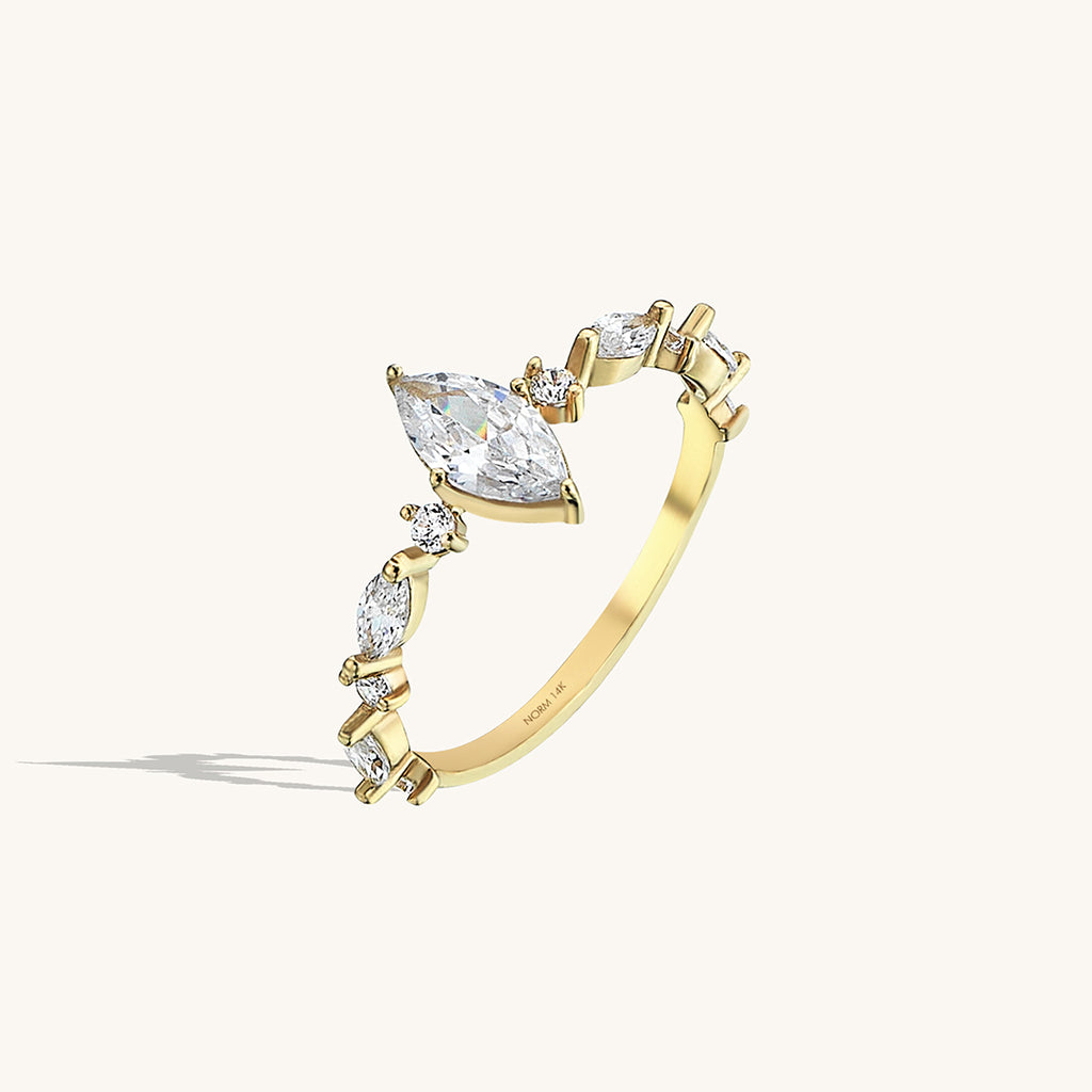 Women's Marquise Promise Wedding Ring in 14k Solid Gold – NORM JEWELS