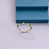 Marquise Cut Emerald CZ Band Ring in 14k Solid Gold