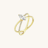 Marquise X Statement Ring in 14k Solid Gold
