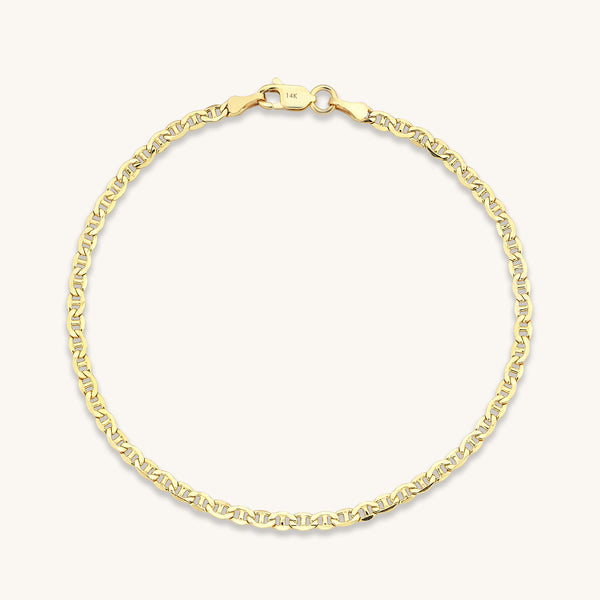 14k Solid Gold Mariner Chain Bracelet for Women