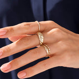 Minimal Stackable Twisted Ring in 14k Solid Yellow Gold