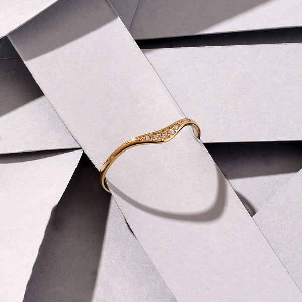 Solid Gold Minimal Curved Stacking Ring - Norm Jewels