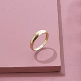 14k Solid Yellow Gold Minimalist Dome Band Ring for Women