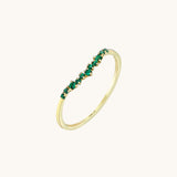 Women's Minimalist Emerald Curve Stacking Ring in Pure Gold
