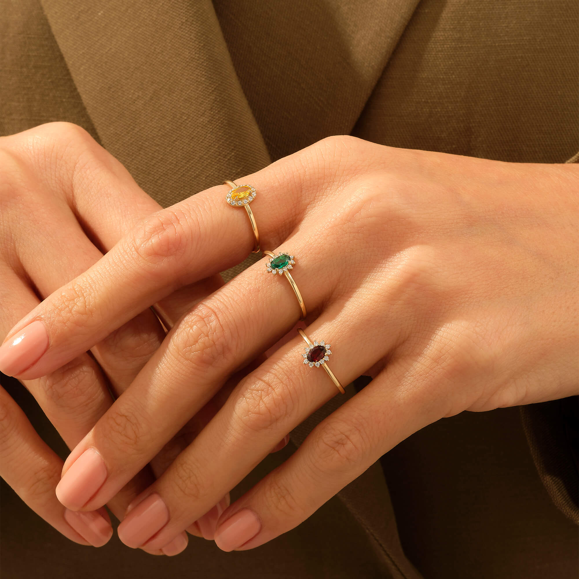 Minimalist Emerald Oval Solitaire Ring in 14k Solid Yellow Gold