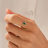 Minimalist Emerald Oval Solitaire Ring in 14k Real Gold