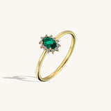 Minimalist Emerald Oval Ring in 14k Solid Gold