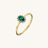 Minimalist Emerald Oval Solitaire Ring in Gold