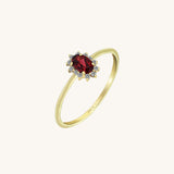 Minimalist Garnet Oval Solitaire Ring in Gold