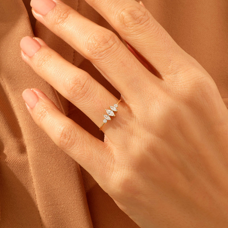 Minimalist Marquise Stacking Ring in 14k Real Gold