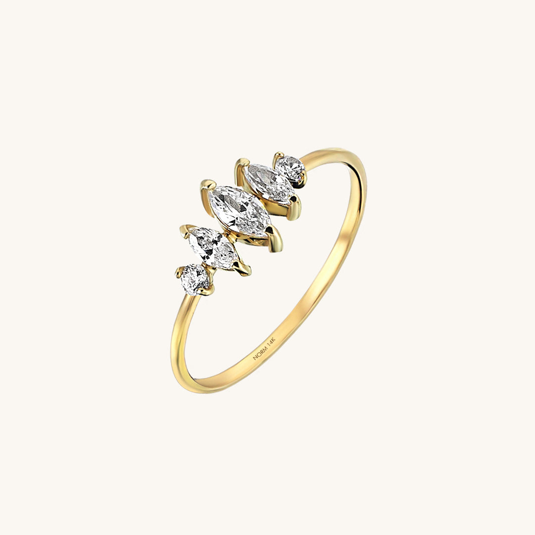 Minimalist Marquise Engagement Ring in 14k Solid Yellow Gold