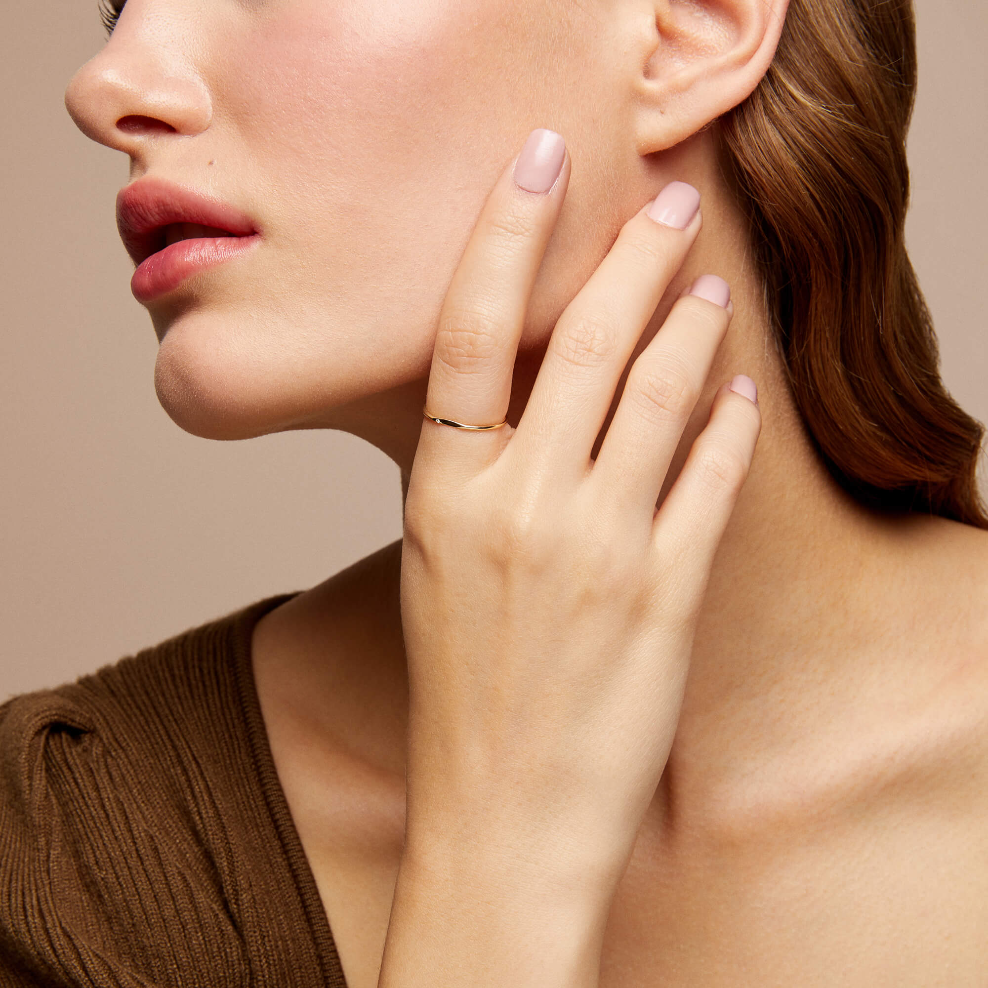 Minimalist Stackable Signet Ring in 14k Real Yellow Gold