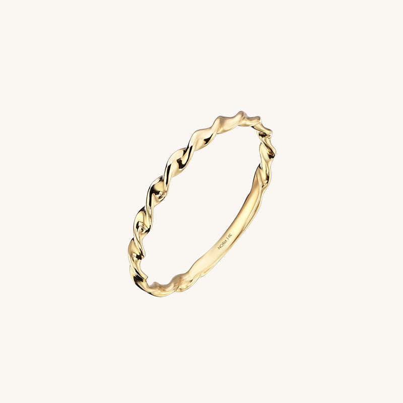 Minimal Stackable Twisted Ring in 14k Real Gold