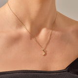 14k Gold Moon Pendant Necklace for Women