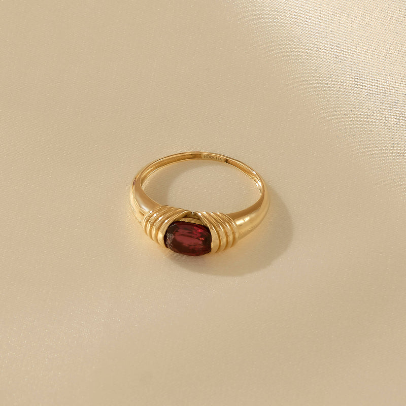 Women's 14k Solid Gold Majestic Statement Ring with Garnet