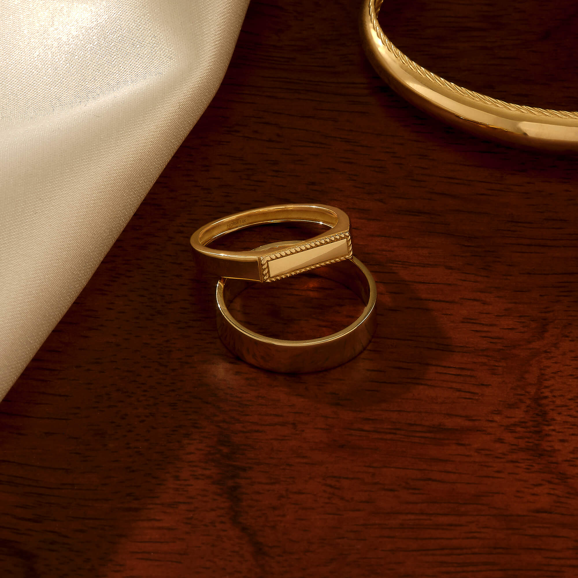 Vintage Pinky Signet Stacking Ring in 14k Real Yellow Gold
