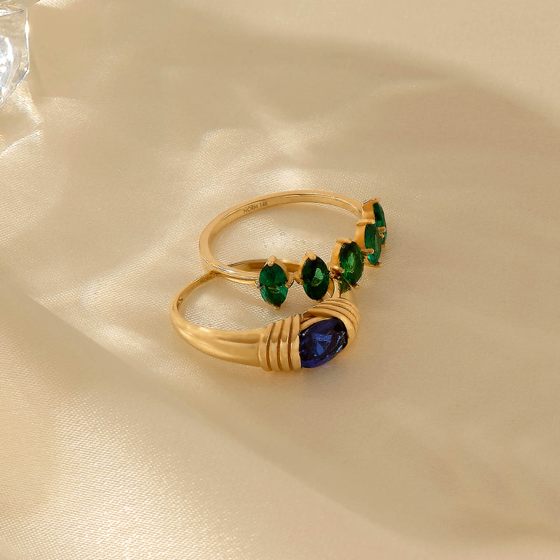 Majestic Sapphire Gemstone Ring in 14k Real Yellow Gold