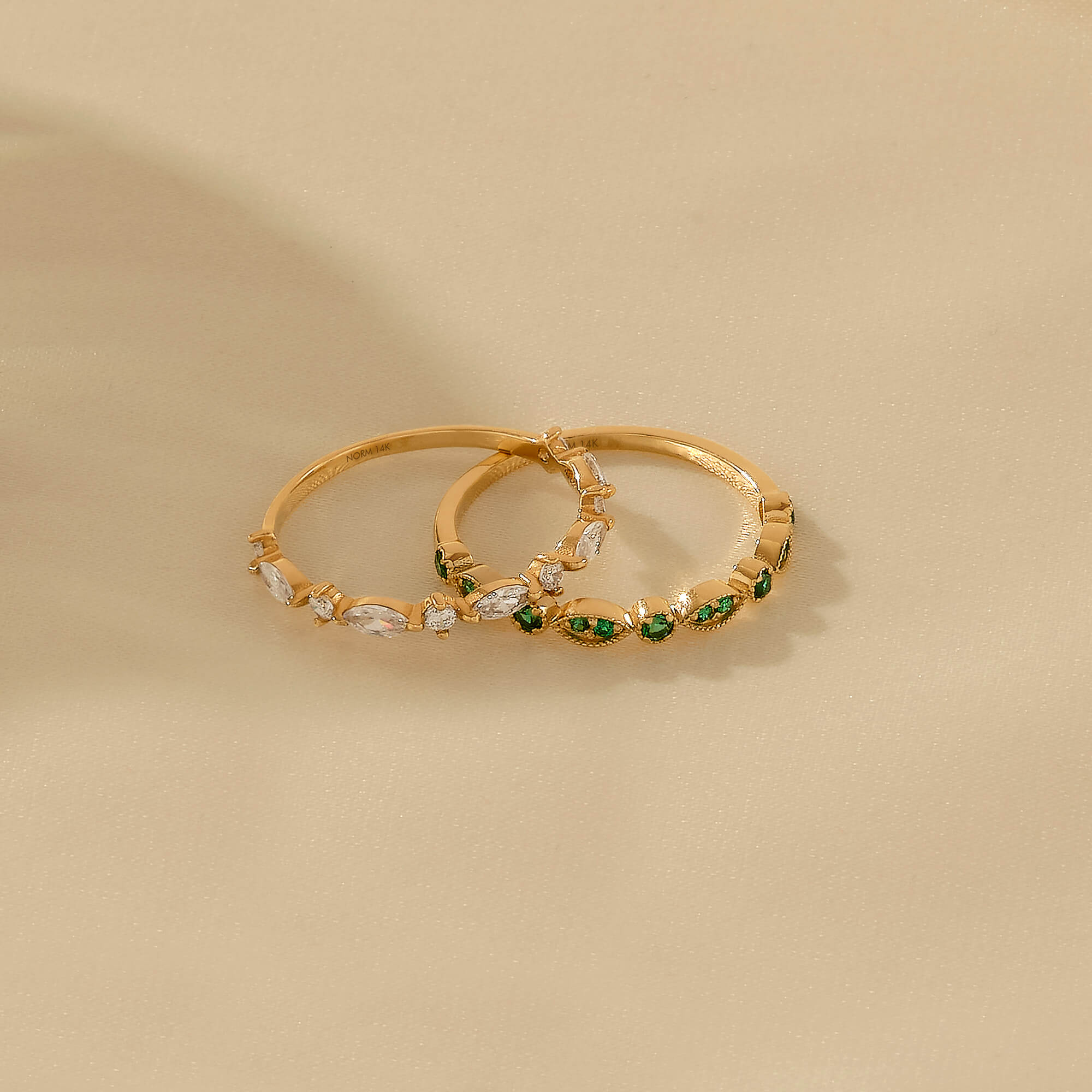 Women's Emerald Eternity Band Ring with CZ in 14k Real Gold