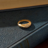 14k Solid Yellow Gold North Star Dome Ring for Women