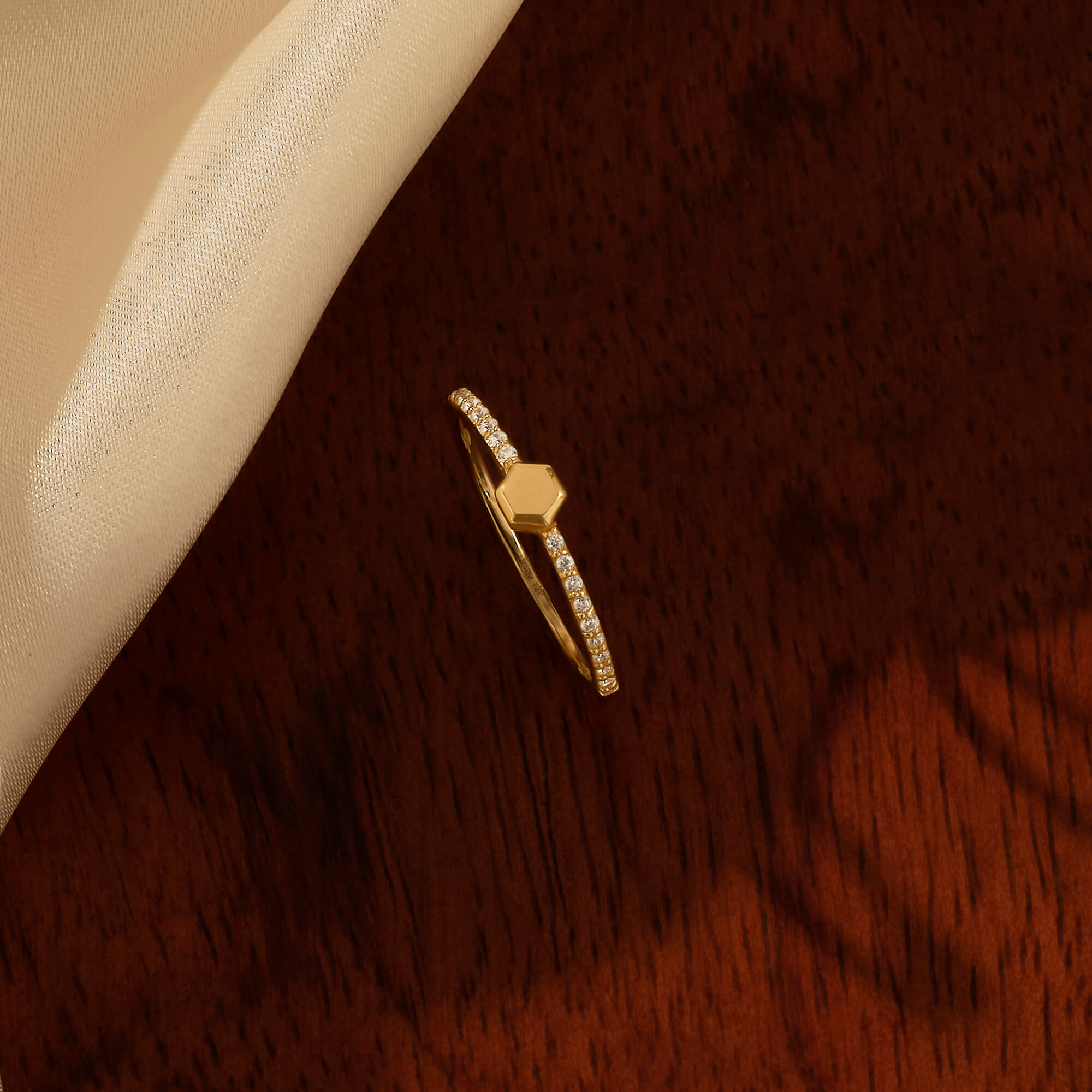 Signet Eternity Ring Paved with White CZ in Real Gold