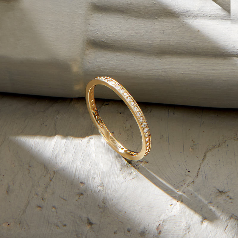 Eternity Wedding Band with White CZ in 14k Gold