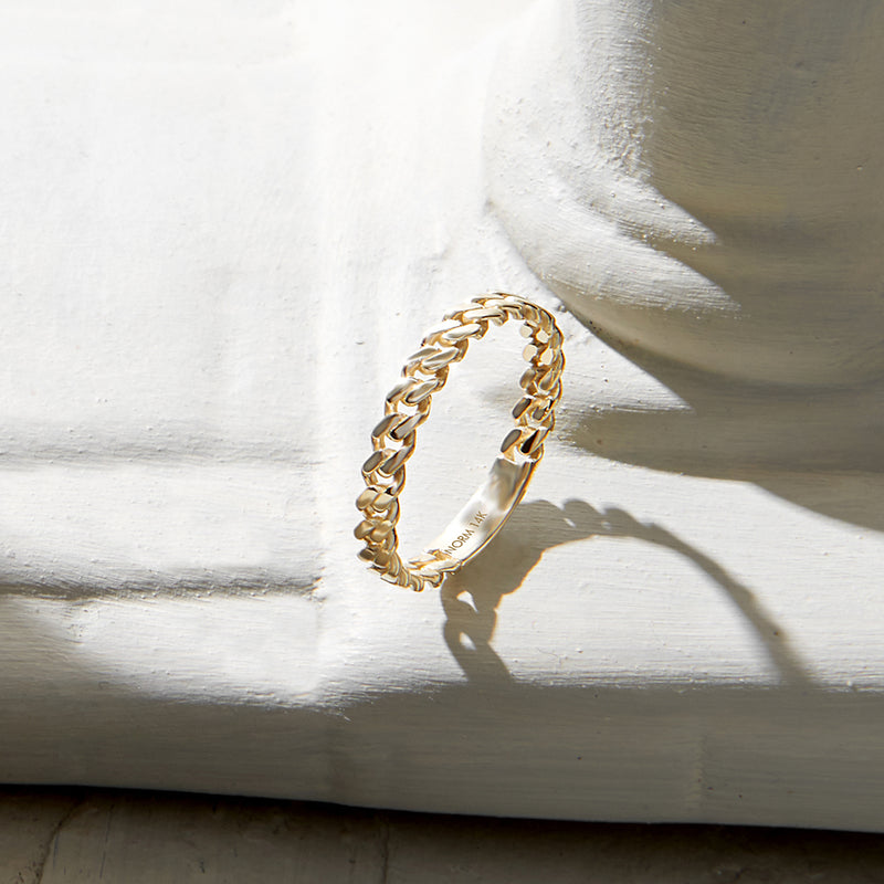 Minimalist Chain Band Ring in 14k Solid Gold