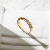 Premium Twisted Stacking Ring Paved with White CZ Stones in 14k Real Gold